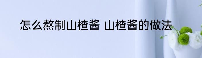 怎么熬制山楂酱 山楂酱的做法