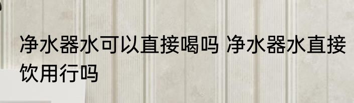 净水器水可以直接喝吗 净水器水直接饮用行吗