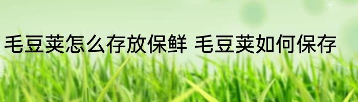 毛豆荚怎么存放保鲜 毛豆荚如何保存
