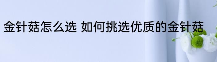 金针菇怎么选 如何挑选优质的金针菇