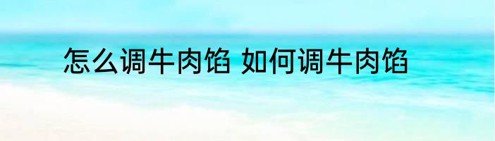 怎么调牛肉馅 如何调牛肉馅