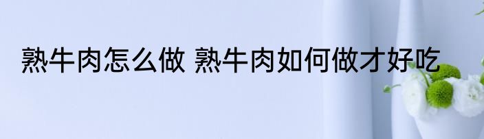 熟牛肉怎么做 熟牛肉如何做才好吃
