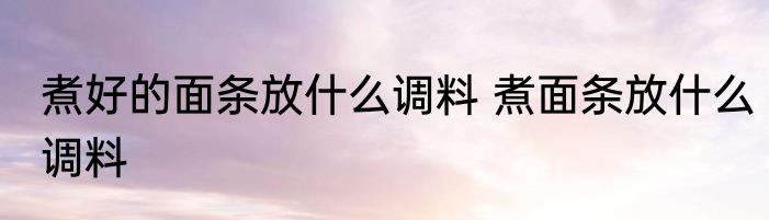 煮好的面条放什么调料 煮面条放什么调料