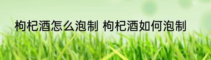 枸杞酒怎么泡制 枸杞酒如何泡制