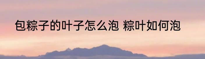 包粽子的叶子怎么泡 粽叶如何泡