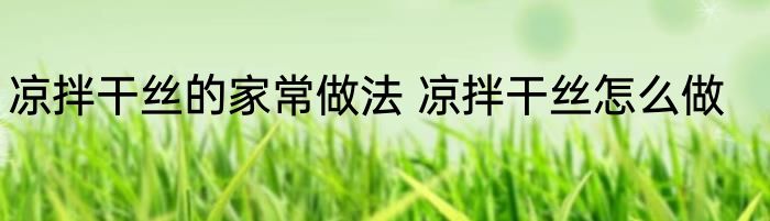 凉拌干丝的家常做法 凉拌干丝怎么做