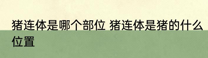 猪连体是哪个部位 猪连体是猪的什么位置