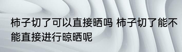 柿子切了可以直接晒吗 柿子切了能不能直接进行晾晒呢