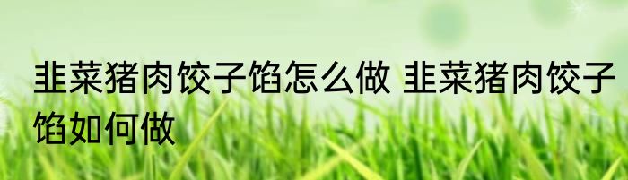 韭菜猪肉饺子馅怎么做 韭菜猪肉饺子馅如何做