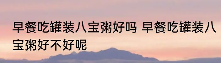 早餐吃罐装八宝粥好吗 早餐吃罐装八宝粥好不好呢