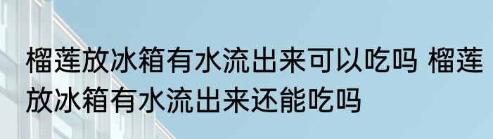 榴莲放冰箱有水流出来可以吃吗 榴莲放冰箱有水流出来还能吃吗
