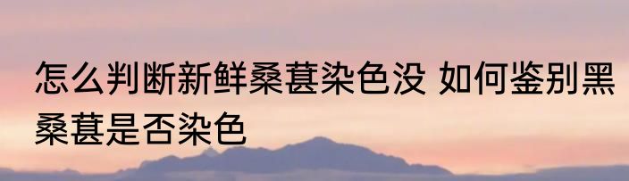 怎么判断新鲜桑葚染色没 如何鉴别黑桑葚是否染色