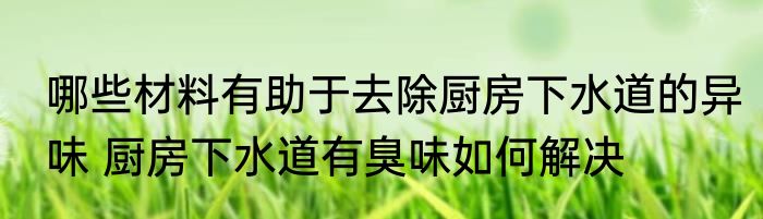 哪些材料有助于去除厨房下水道的异味 厨房下水道有臭味如何解决