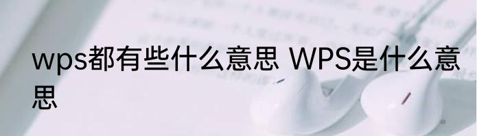 wps都有些什么意思 WPS是什么意思