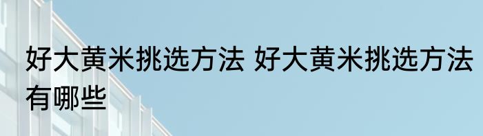 好大黄米挑选方法 好大黄米挑选方法有哪些