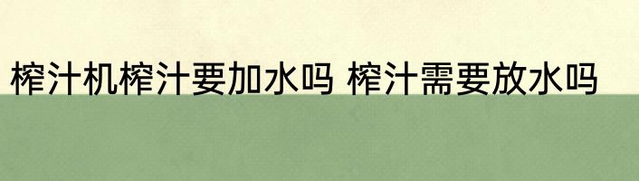 榨汁机榨汁要加水吗 榨汁需要放水吗