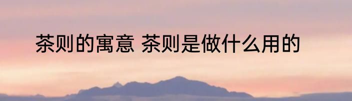 茶则的寓意 茶则是做什么用的