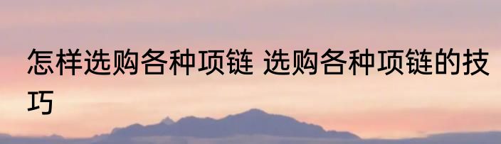 怎样选购各种项链 选购各种项链的技巧