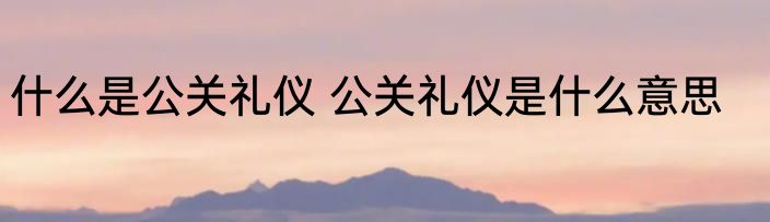 什么是公关礼仪 公关礼仪是什么意思
