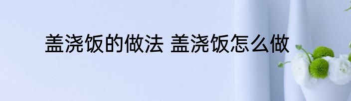 盖浇饭的做法 盖浇饭怎么做
