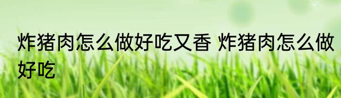 炸猪肉怎么做好吃又香 炸猪肉怎么做好吃