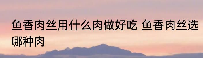 鱼香肉丝用什么肉做好吃 鱼香肉丝选哪种肉