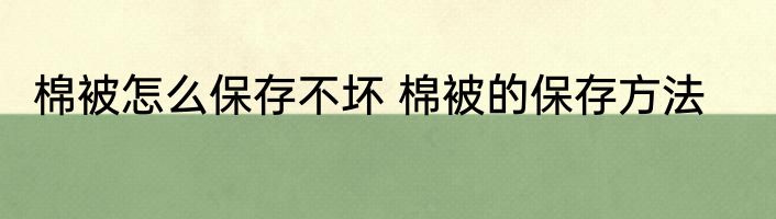棉被怎么保存不坏 棉被的保存方法