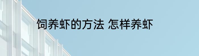 饲养虾的方法 怎样养虾