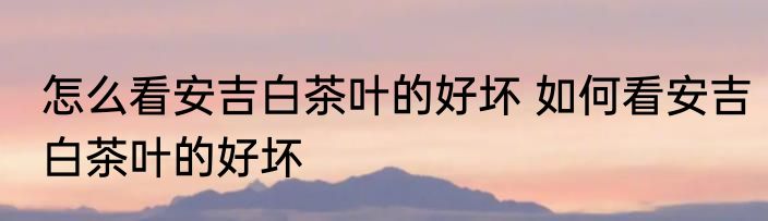 怎么看安吉白茶叶的好坏 如何看安吉白茶叶的好坏