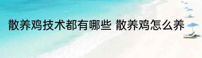 散养鸡技术都有哪些 散养鸡怎么养