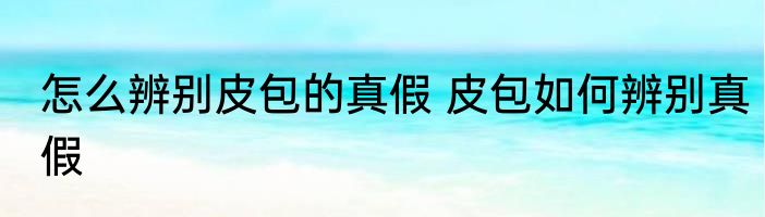 怎么辨别皮包的真假 皮包如何辨别真假