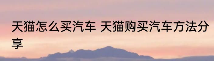 天猫怎么买汽车 天猫购买汽车方法分享