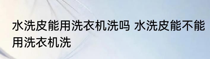水洗皮能用洗衣机洗吗 水洗皮能不能用洗衣机洗