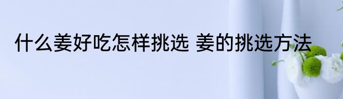 什么姜好吃怎样挑选 姜的挑选方法