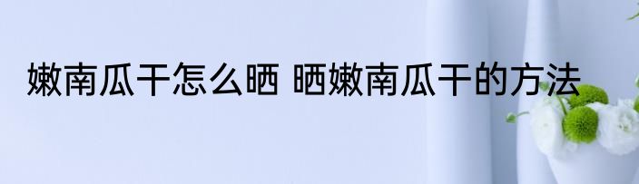 嫩南瓜干怎么晒 晒嫩南瓜干的方法