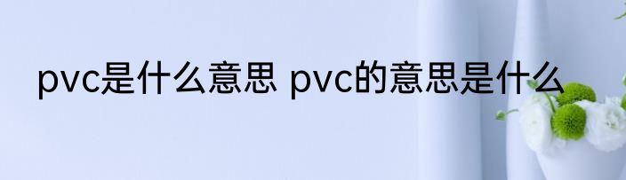 pvc是什么意思 pvc的意思是什么