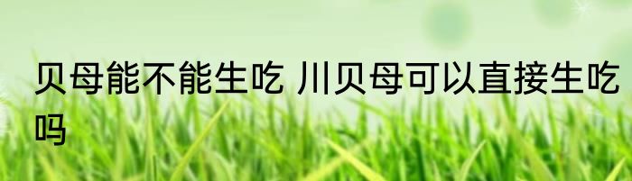 贝母能不能生吃 川贝母可以直接生吃吗