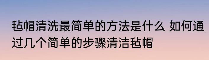 毡帽清洗最简单的方法是什么 如何通过几个简单的步骤清洁毡帽
