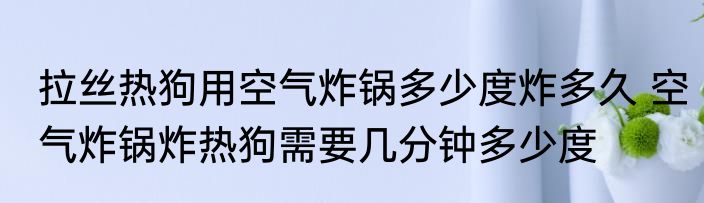 拉丝热狗用空气炸锅多少度炸多久 空气炸锅炸热狗需要几分钟多少度