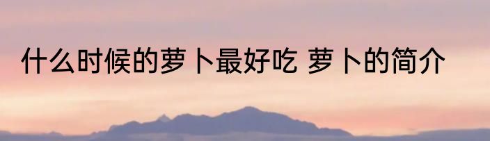 什么时候的萝卜最好吃 萝卜的简介