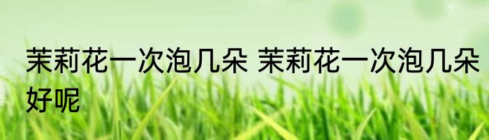 茉莉花一次泡几朵 茉莉花一次泡几朵好呢