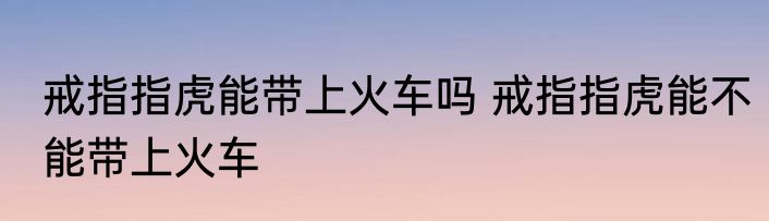 戒指指虎能带上火车吗 戒指指虎能不能带上火车
