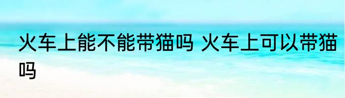 火车上能不能带猫吗 火车上可以带猫吗