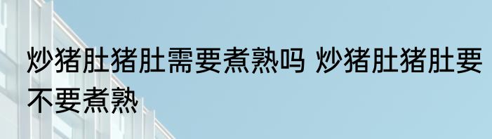 炒猪肚猪肚需要煮熟吗 炒猪肚猪肚要不要煮熟
