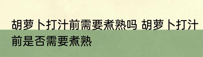 胡萝卜打汁前需要煮熟吗 胡萝卜打汁前是否需要煮熟