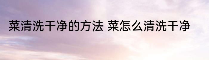 菜清洗干净的方法 菜怎么清洗干净
