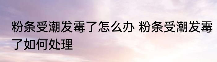 粉条受潮发霉了怎么办 粉条受潮发霉了如何处理