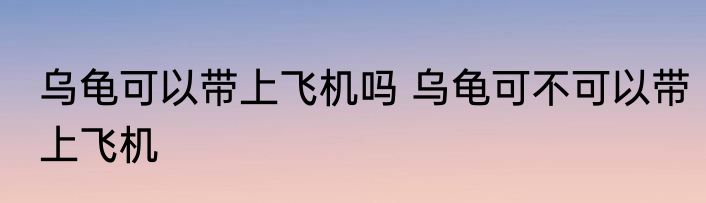 乌龟可以带上飞机吗 乌龟可不可以带上飞机