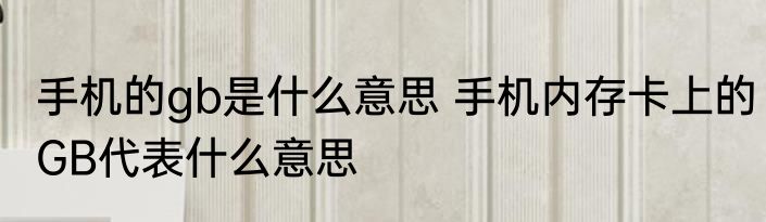 手机的gb是什么意思 手机内存卡上的GB代表什么意思