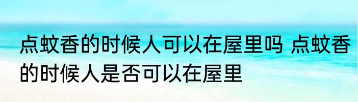 点蚊香的时候人可以在屋里吗 点蚊香的时候人是否可以在屋里